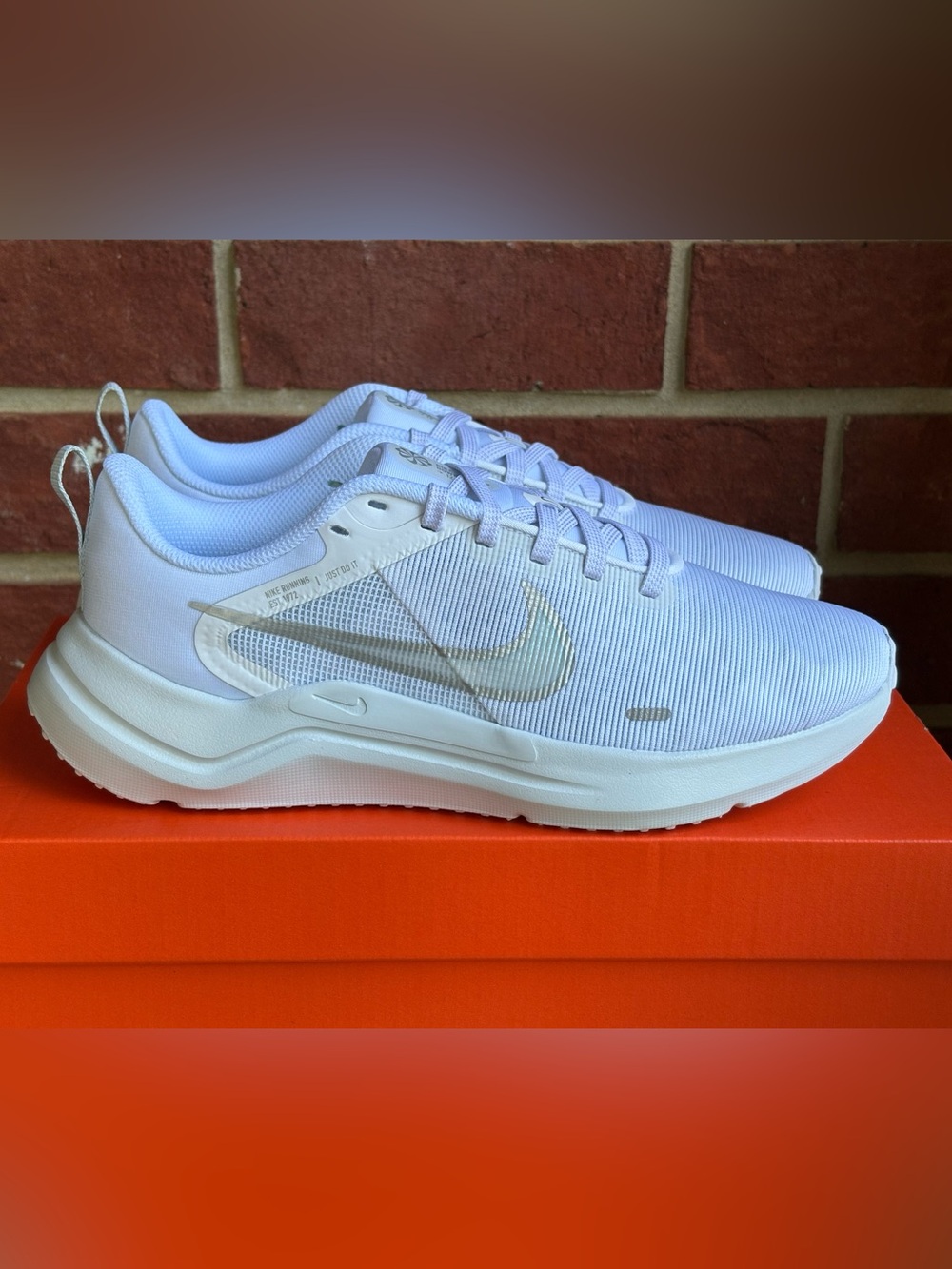New Nike Downshifter 12 White Silver Women’s Sneakers NIB Athletic Shoes